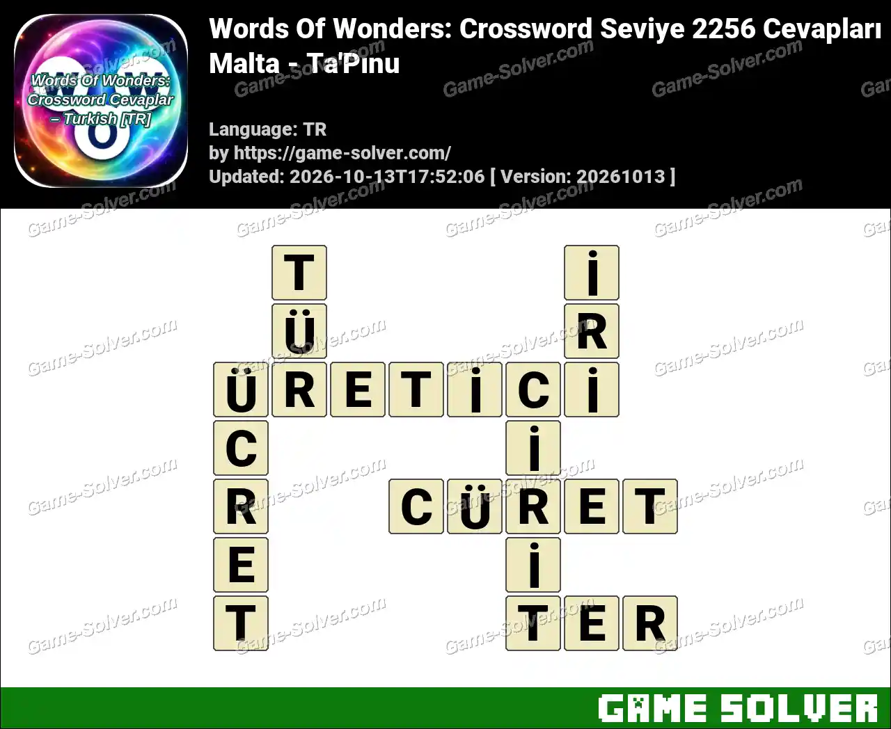 Words Of Wonders: Crossword Seviye 2256 Cevapları – Malta – Ta’Pınu